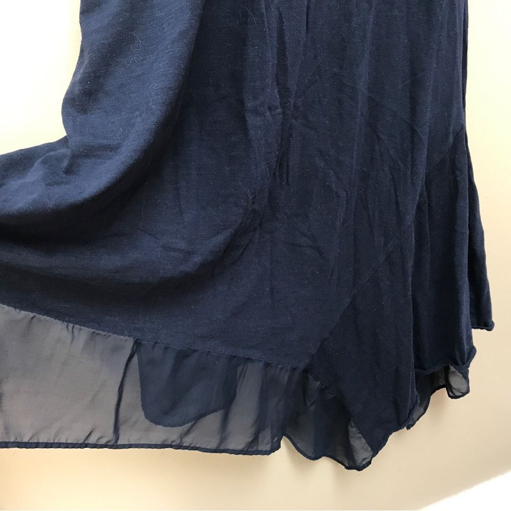 Philosophy Sleeveless Midi Dress Asymmetrical Sheer Hem Navy Blue (M) - Picture 6 of 12